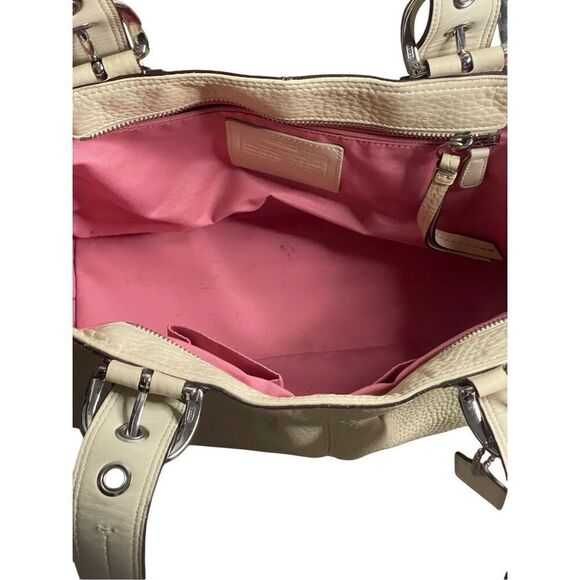 Coach Ashley Soho Pleated Light Cream Leather Satchel #D0949-F13732 Charm Tag - Picture 2 of 7